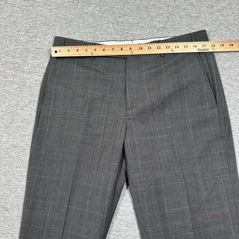 Zanella Dress Pants Mens Size 35x30 Gray Plaid Wool Italy Made City Business - Picture 3 of 8